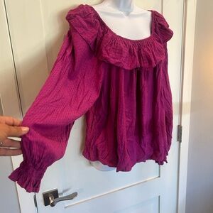 Purple off-shoulder blouse